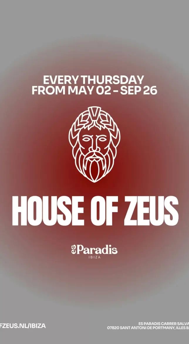 Tickets and VIP House of Zeus at Es Paradis Ibiza 2024